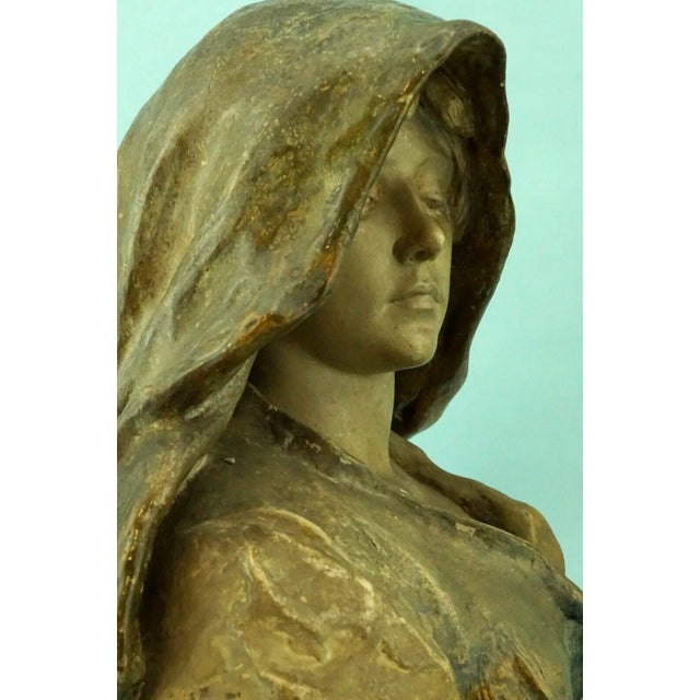 Large 20th Century Terracotta Bust of a Peasant Lady by Ciseau for Goldscheider, Austria For Sale - Image 16 of 18