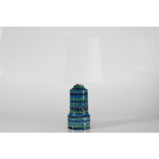 Italian Modern Blue and Green Glazed Table Lamp by Aldo Londi for Bitossi, 1960s For Sale - Image 12 of 12