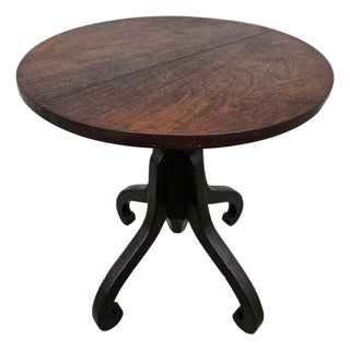 Primitive Round Wooden Pedestal Pub Table For Sale