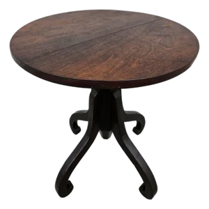 Primitive Round Wooden Pedestal Pub Table