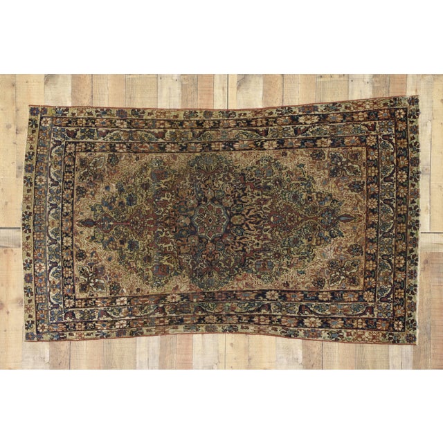 Distressed Antique Persian Kerman Rug - 3'9 X 6'5 For Sale - Image 10 of 11