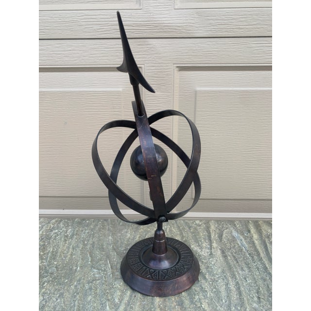 Black Iron Armillary Globe Sculpture – Traditional Landscape & Garden Decor For Sale In South Bend - Image 6 of 8