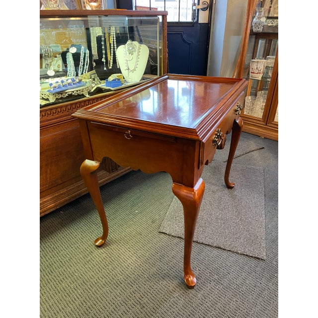 Mid 20th Century Cherry Queen Anne Style Side Glide One Drawer Tea Table. Very nice vintage condition. Useful as an end or...