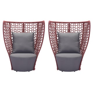 High Back Rope Outdoor Chairs - and Coffee Table Set For Sale