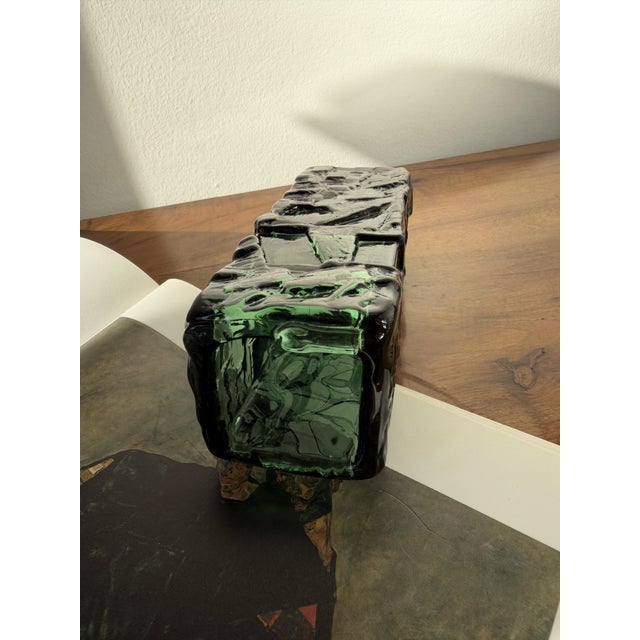 Brutalist Rustic Green Glass Vase by Göte Augustsson for Ruda Glasbruk, Sweden, 1960s For Sale - Image 4 of 17