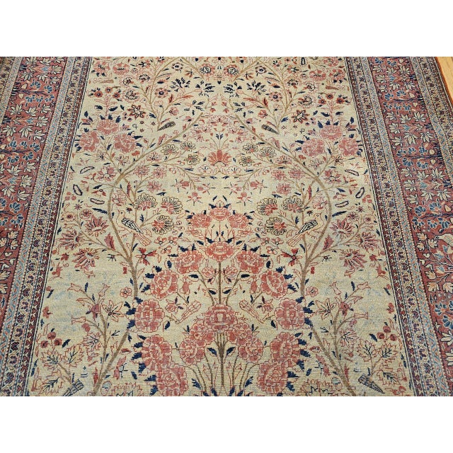 19th Century Persian Kashan, Hand-Knotted Wool, Tree of Life Pattern, Ivory & Brick Red, 5x9 For Sale - Image 14 of 14