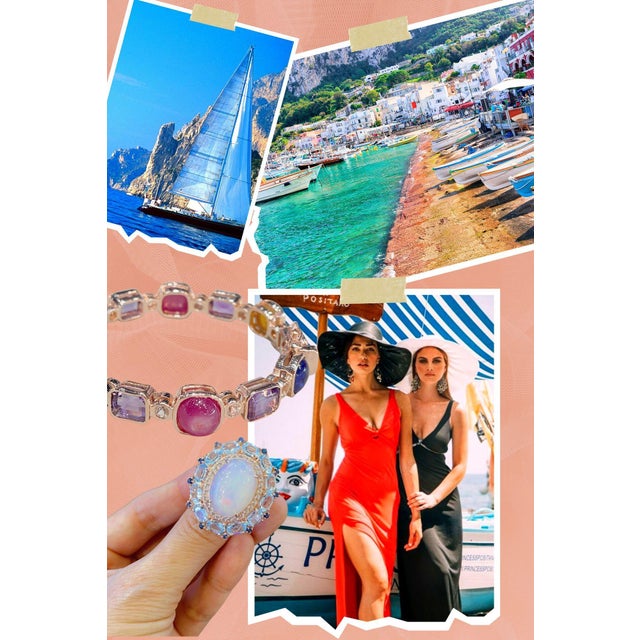 Bochic "Capri" Red Ruby & White Topaz Bangle Set In 18K Gold & Silver For Sale - Image 11 of 18