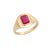 Mid-Century Modern 14k Gold Signet Ring With Bezel Set Ruby Gemstone Size 6 For Sale - Image 3 of 11