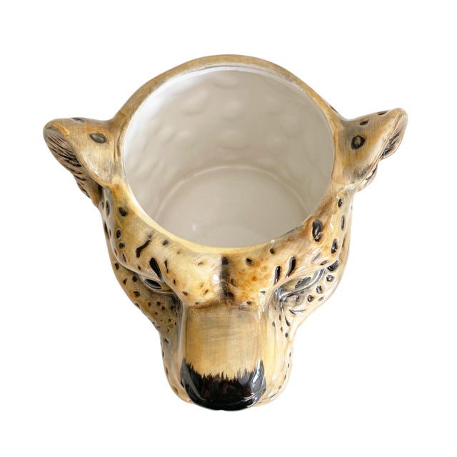 Ceramic Leopard Head Vase or Planter For Sale - Image 10 of 10