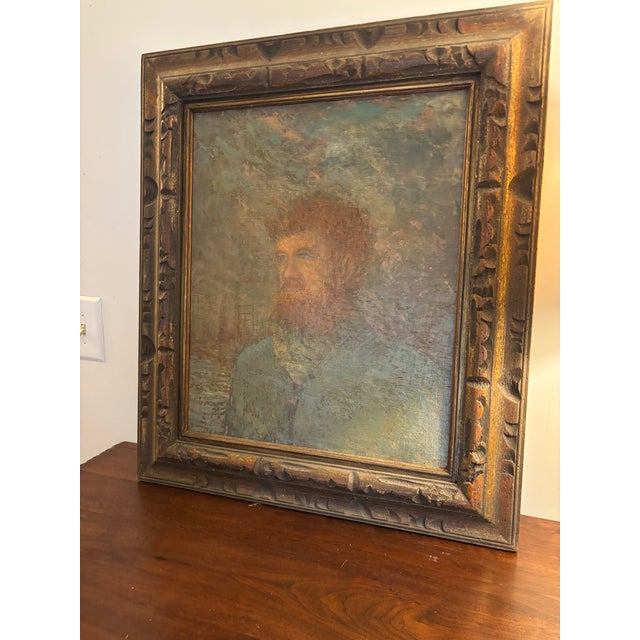 Wood Oil on Board Original Portrait, Signed and Dated P. Zurini, 1948 For Sale - Image 7 of 15