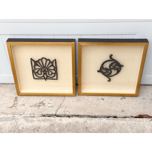 Rustic European Vintage Framed Architectural Elements-a Pair For Sale - Image 3 of 10