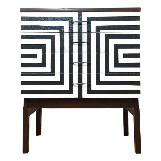 Polish Chest of Drawers with Op Art Motif, 1970s For Sale