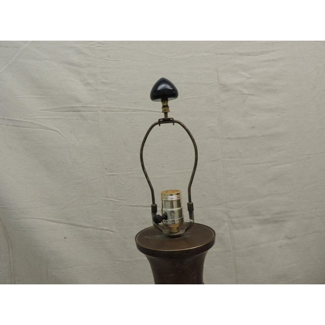 James Mont Large Brass With Bronze Finish Table Lamps on Wood Base - A Pair For Sale In Atlanta - Image 6 of 7