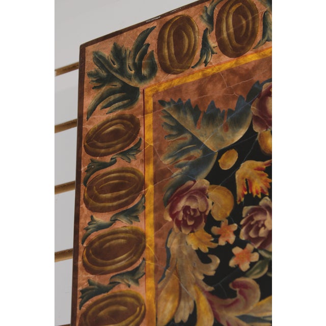 Maitland Smith Painted Tapestry Design Wall Panel For Sale - Image 10 of 14