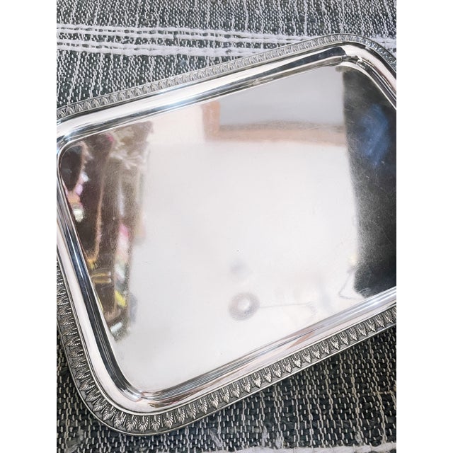 Victorian Large Antique Silver Plated Tiffany & Co Serving Tray For Sale - Image 3 of 4