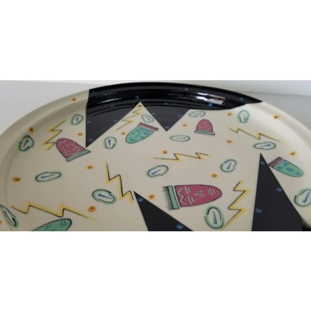 Ceramic 1980s Kelly Swope Postmodern-Style Hand-Painted Decorative Pottery Plate For Sale - Image 7 of 10