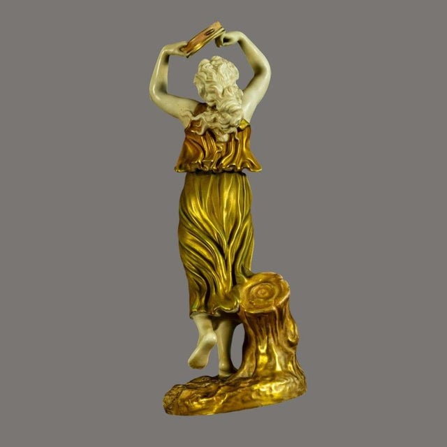 Ceramic Royal Worcester Porcelain Figure of Lady with Tambourine by James Hadley For Sale - Image 7 of 14
