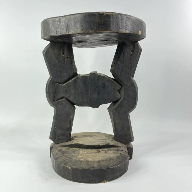 Early 20th Century Tabwa Wood Stool with Fish Design Congo For Sale - Image 4 of 11