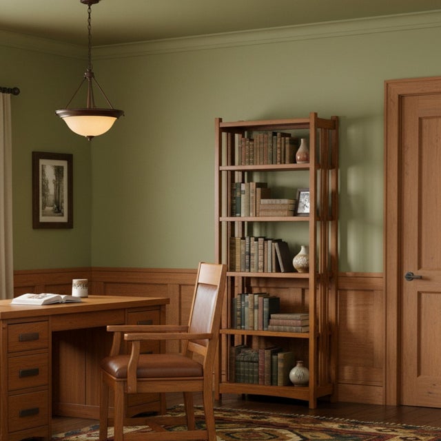 2020s Mission Spindle Side 5 Shelf Bookcase - Michael's Cherry (Mc1) For Sale - Image 5 of 10