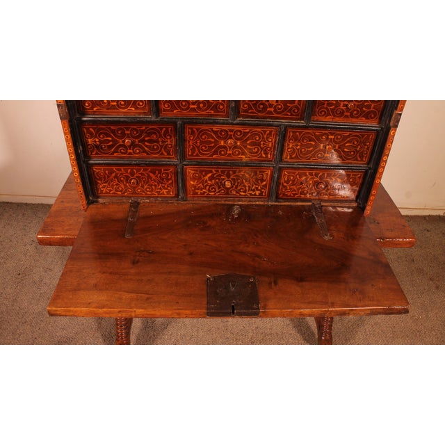 16th Century Renaissance Bargueno in Walnut and Fruitwood Marquetry For Sale - Image 3 of 15