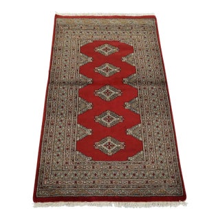 Bokhara Jaldar Rug 3’1” X 5’2” Red Wool Tribal Hand-Knotted Oriental Carpet For Sale