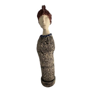 1990s Unique Handmade Sculpture of a Woman With Mohawk For Sale