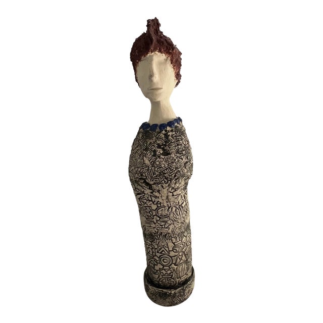 1990s Unique Handmade Sculpture of a Woman With Mohawk For Sale