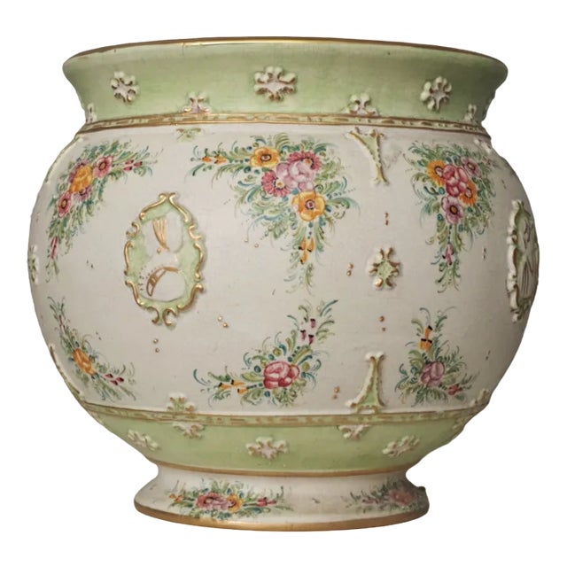 Hand-Decorated Ceramic Vase from G. Deruta, 1970s For Sale