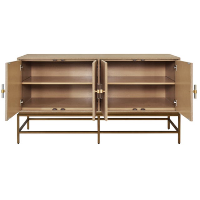 Contemporary Matthew Izzo Home Ariel Cerused Oak Four Door Buffet With Antique Brass Hardware For Sale - Image 3 of 6