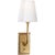Modern Thomas O'Brien for Visual Comfort Signature Hulton Sconce in Hand-Rubbed Antique Brass with Crystal Backplate & White Glass Shade For Sale - Image 3 of 4