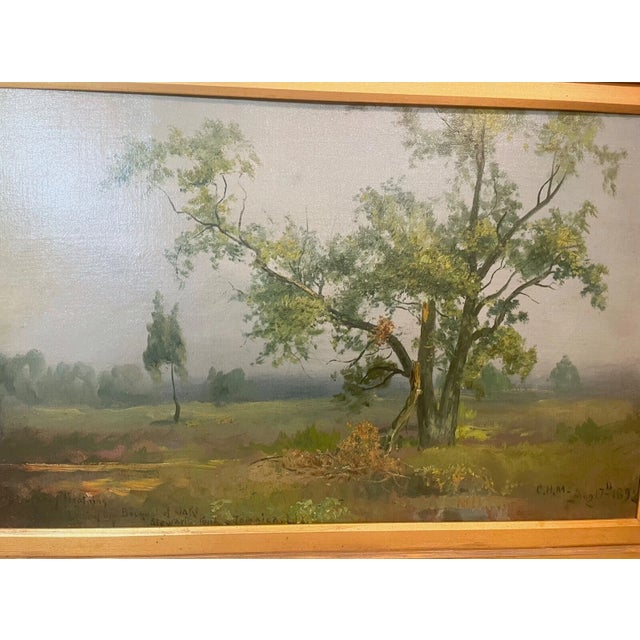 1892 Antique Charles Henry Miller Oil on Board Marsh Landscape Painting Realism For Sale - Image 4 of 12