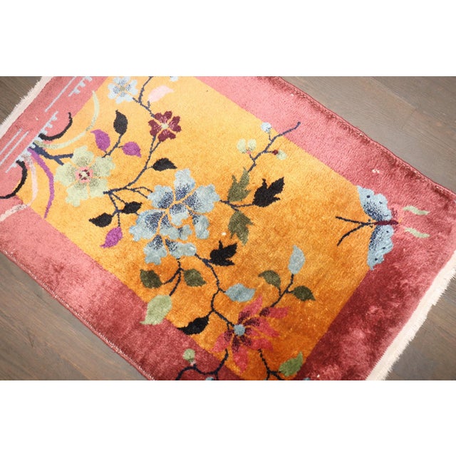 Early 20th Century Gold Art Deco Chinese Mat Rug no. j5059 For Sale - Image 5 of 5