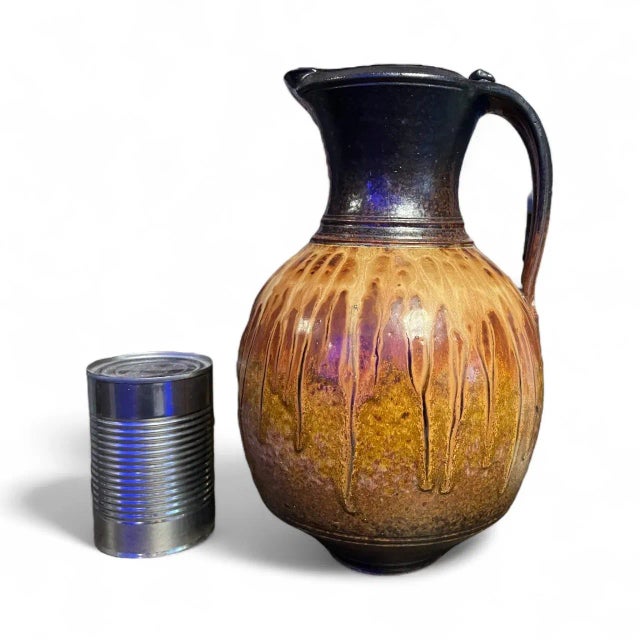 1990s Richard Aerni Signed Ash Glazed Studio Pottery Pitcher Vase-Rochester-Art-Jug For Sale - Image 9 of 9