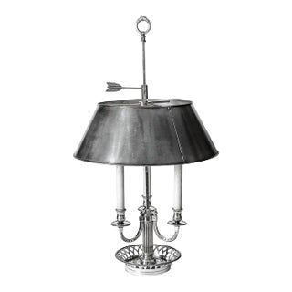 French Silver Plated Bronze Bouillotte Lamp, Antique For Sale