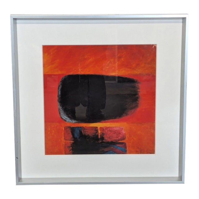 Fernando De Szyszlo “Inkarri” Abstract Framed Painting With Red and Black Tones For Sale