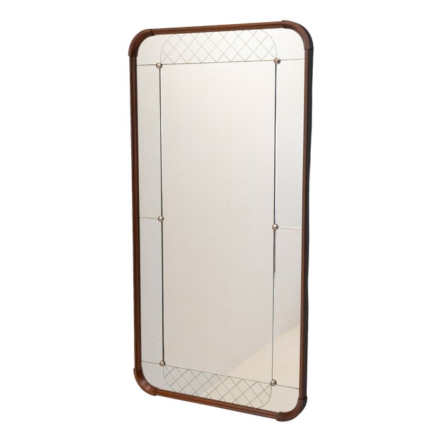 Large Rounded Corner Harlequin Mirror, 1960s For Sale