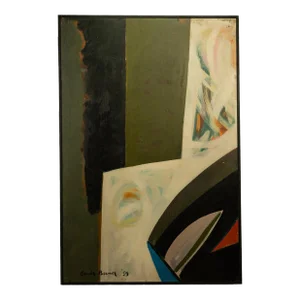 Monumental Abstract Modernist Oil Panel Painting, Oregon Centennial Exposition Mural by Louis Demott Bunce 1959, Framed