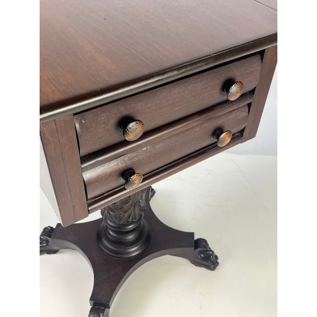 19th Century Empire Style Mahogany Drop-Leaf Work Table or Side Table For Sale - Image 17 of 18