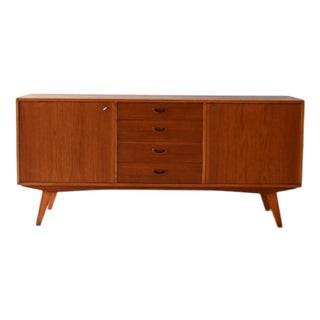 Danish Slant-Legged Teak Sideboard, Late 1950s For Sale