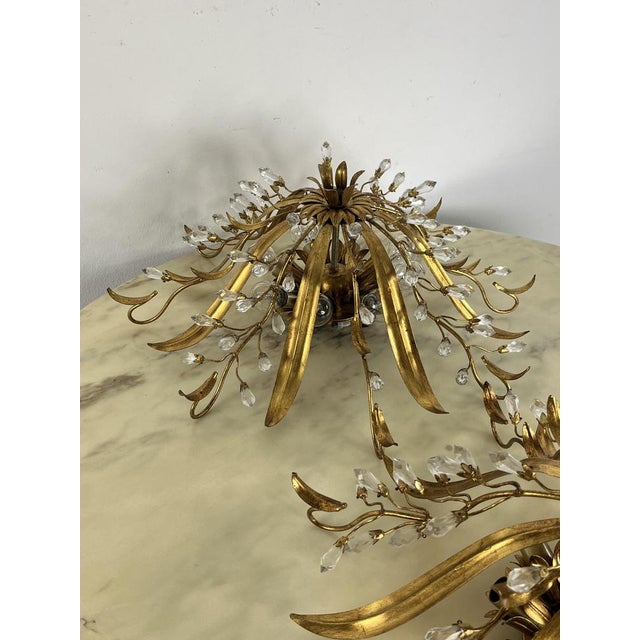 Large Mid-Century Ceiling Lights in Crystal and Iron attributed to Maison Baguès, 1970s, Set of 2 For Sale - Image 6 of 18