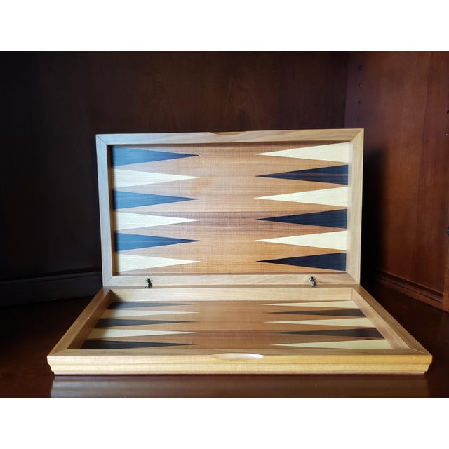 Wood Vintage Dal Negro Italian Backgammon Set – Wood Inlay, Complete For Sale - Image 7 of 8