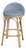 Tobias 24.5 in. Seat Height Outdoor Rattan and Metal Low Back Counter Stool, Baby Blue/ Natural Rattan Frame For Sale