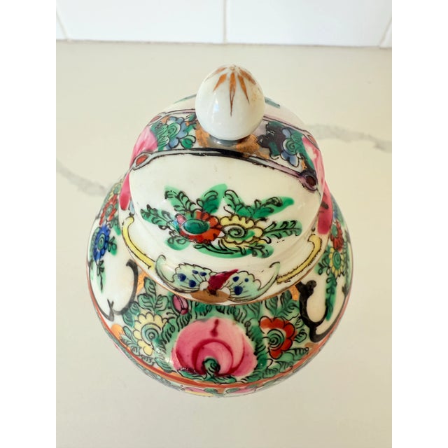 Chinoiserie Vintage Famille Rose Porcelain Ginger Jar For Sale - Image 3 of 8