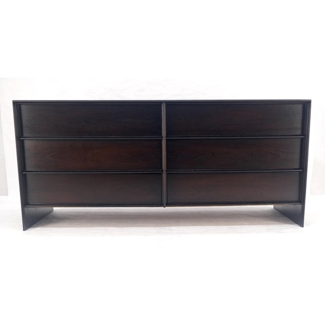 Gibbings for Widdicomb Ebonised Walnut Long 6 Oak Drawers Dresser Credenza MINT For Sale - Image 16 of 16