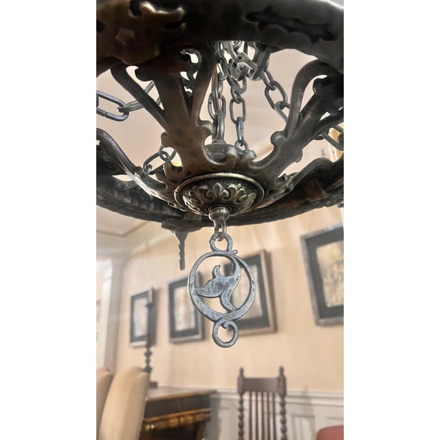 1990s 1990s Rejuvenation 18" Iron Chandelier For Sale - Image 5 of 7