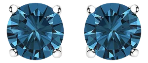 14K White Gold 1/2 Cttw Round Brilliant Cut Lab Grown Blue Diamond 4-Prong Classic Solitaire Stud Earrings (Blue Color, VVS2-VS1 Clarity) - 2 Pieces