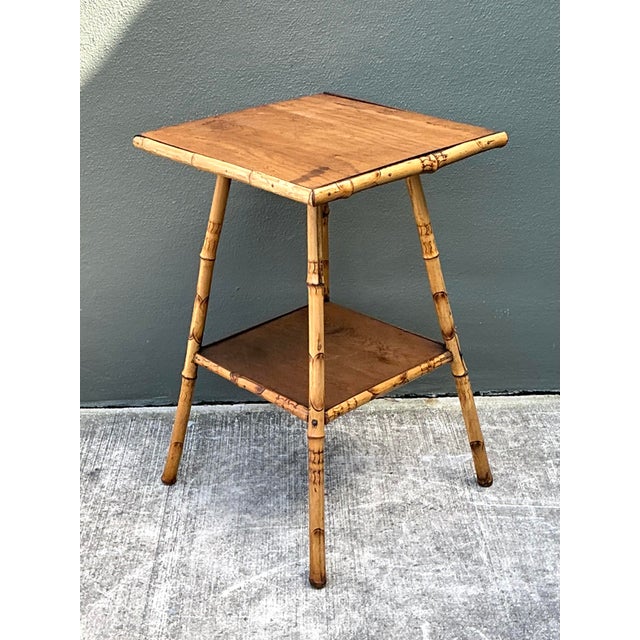 Mid-Century Modern Vintage Bamboo Side Table For Sale - Image 3 of 12