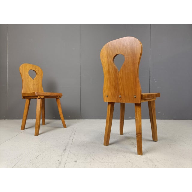Wood Brutalist Dining Chairs, 1960s, Set of 4 For Sale - Image 7 of 11