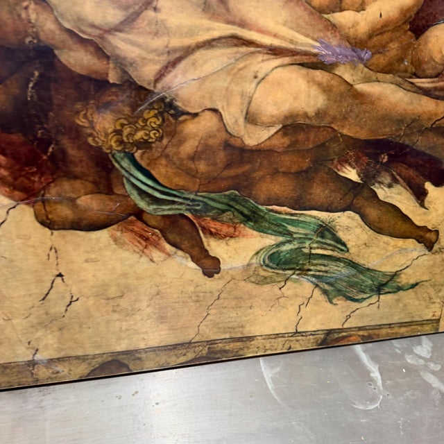 The Creation of Adam Michelangelo by Maria Teresa Mendez Goatskin on Wood For Sale - Image 14 of 14