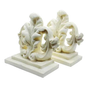 Late 20th Century Rococo Baroque Cast Resin Acanthus Leaf With Filigree Scroll Work Bookends - a Pair